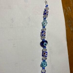Blue and Silver Beaded Spiral Bracelet